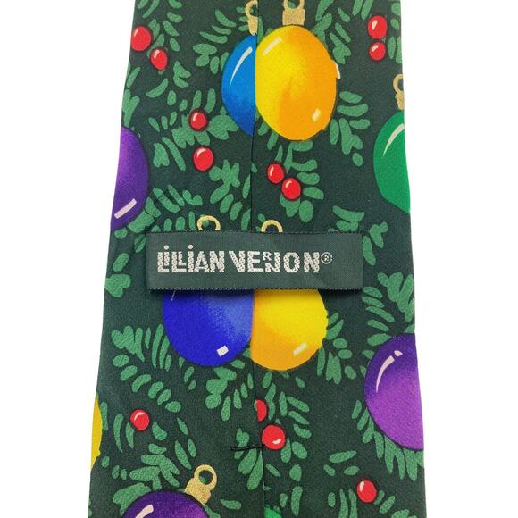 Lillian Vernon Christmas Ornaments Holly Vintage Novelty Necktie 100% Silk - Picture 4 of 7